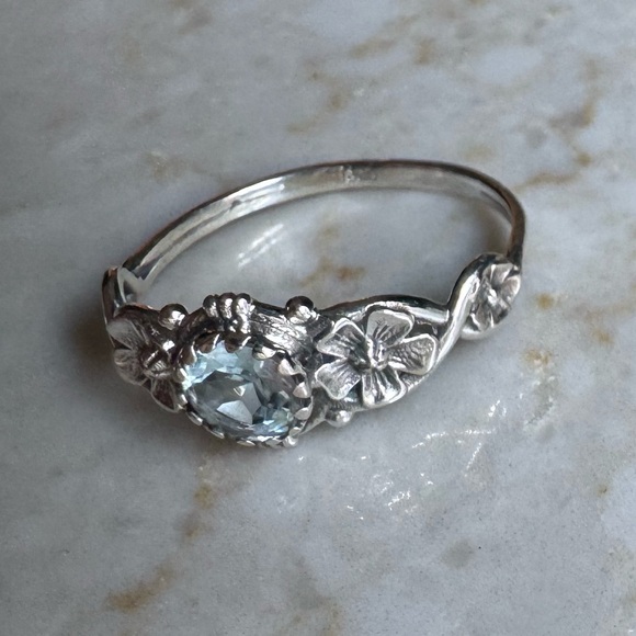NWOT Sundance Flowers by the Sea Ring, Sky Blue Topaz, Sterling Silver - Picture 3 of 6